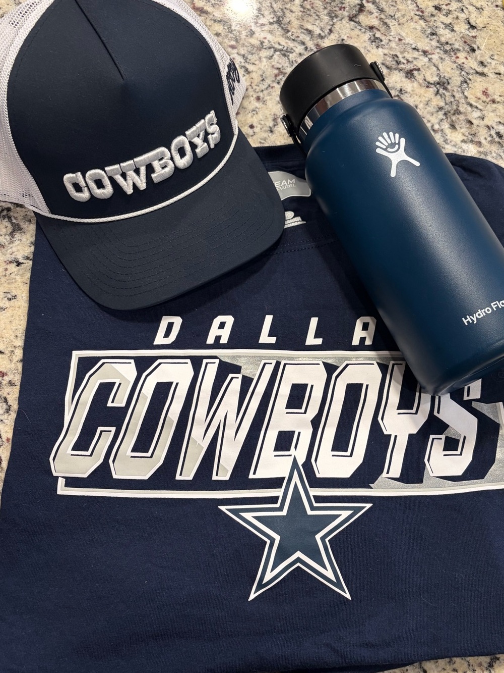 NFL Navy Dallas Team Apparel Tee with White Graphics and Texas rangers bundle